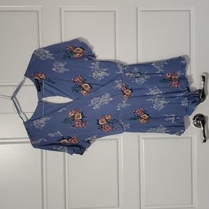 Blue Flowery Romper size L